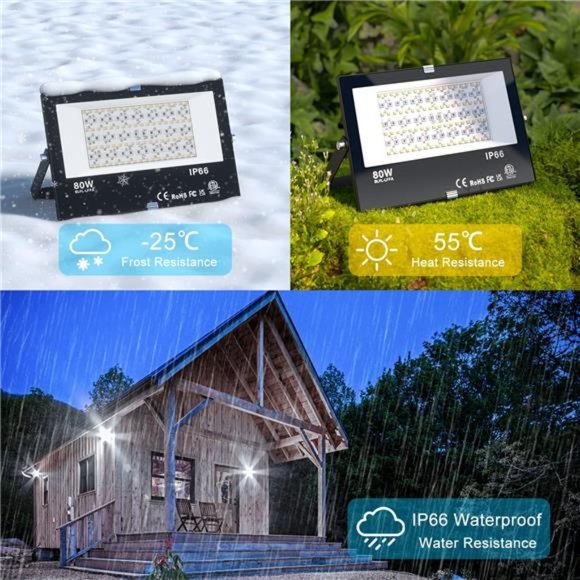 LED Flood Light Outdoor 800W Equivalent 8000LM, Smart RGB Color Changing  4 Pack - Picture 6 of 6